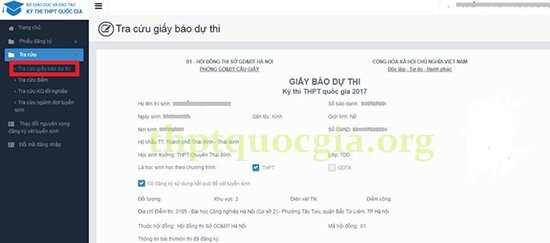 Thi THPT Quốc gia 2017: Hướng dẫn tra cứu giấy báo dự thi