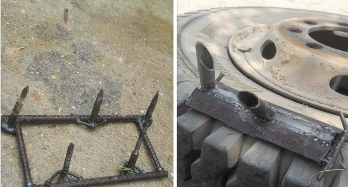 Đã xác định địa điểm đặt bẫy chông đinh phủ rơm trên đường