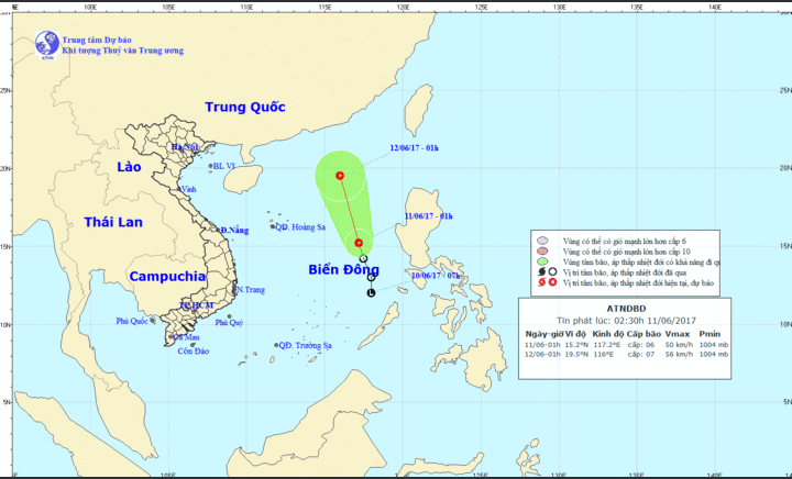 Tin mới nhất về áp thấp nhiệt đới trên Biển Đông