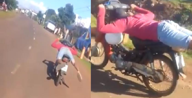 Video: Nam thanh niên nằm dài trên xe máy, rồ ga, lạng lách giữa đường