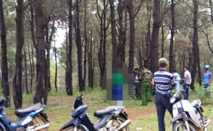 Người đàn ông treo cổ trong rừng thông