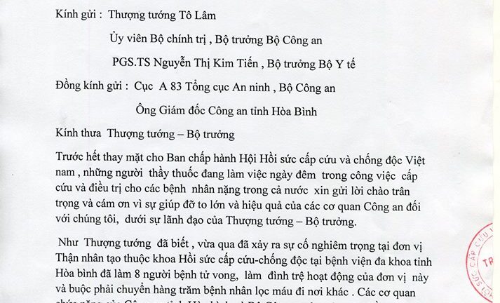 8 người chết khi chạy thận ở Hòa Bình: Hội Hồi sức gửi đơn lên Bộ Công an