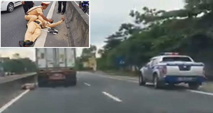 Bị tài xế container hất văng xuống đường, sức khoẻ CSGT Hà Tĩnh giờ ra sao?