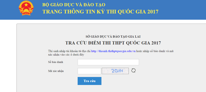 Gia Lai công bố chính thức địa chỉ tra cứu điểm thi THPT Quốc gia 2017