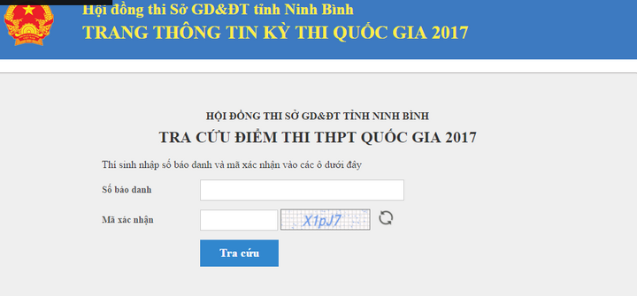 Ninh Bình công bố địa chỉ tra cứu điểm thi THPT Quốc gia 2017