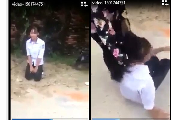 Clip nhóm nữ sinh lao vào giật tóc đấm đá, bắt bạn quỳ gối xin lỗi gây phẫn nộ