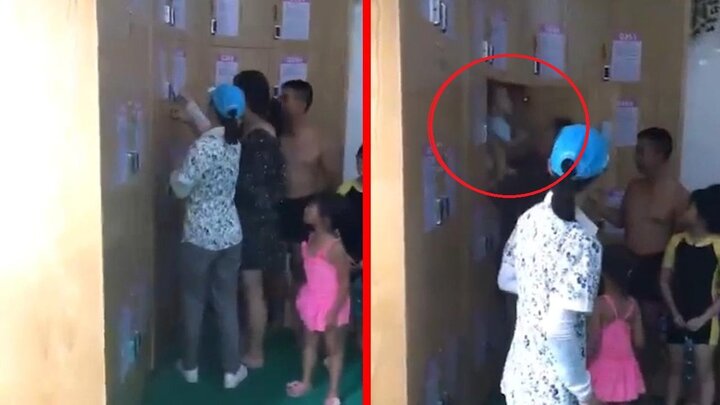 Clip sốc: Bố mẹ 'cất' con vào tủ đựng đồ để thảnh thơi đi bơi