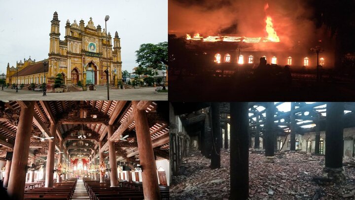 Nhà thờ cổ 130 tuổi toàn gỗ lim ở Nam Định bị thiêu rụi trong đêm
