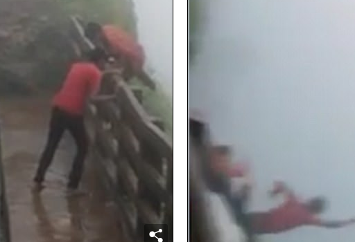 Video: Trèo qua rào chắn thác nước, du khách trượt chân chết thảm