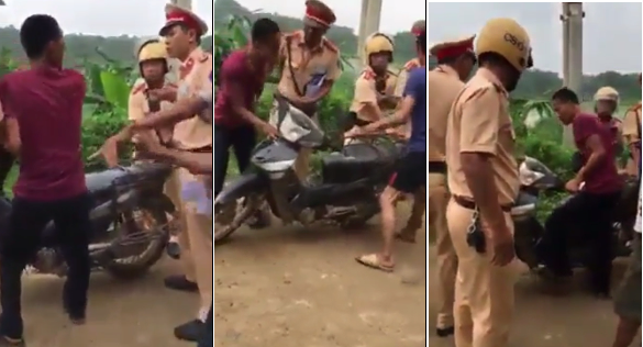 Sự thật clip CSGT bắt xe của người đàn ông dựng xe vào quán ăn sáng