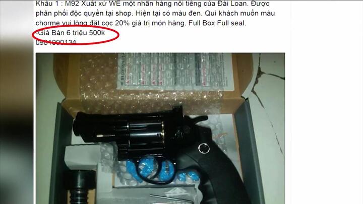 Giật mình vũ khí nóng rao bán công khai trên mạng, mua dễ như... mua rau