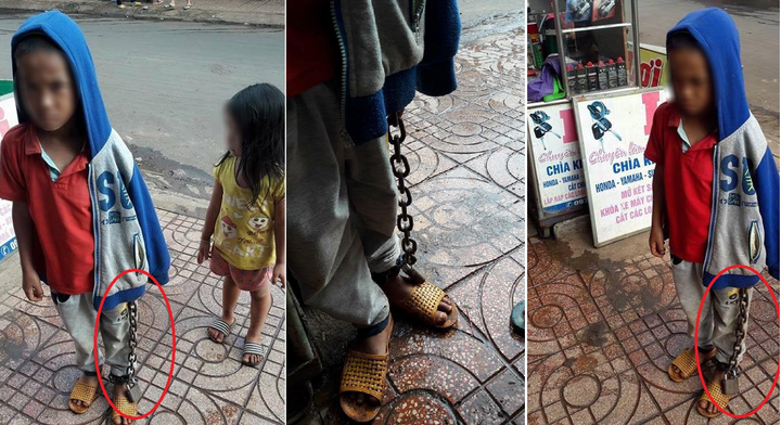 Video: Bé trai bị xích chân tay lang thang giữa chợ cùng em ruột gây phẫn nộ