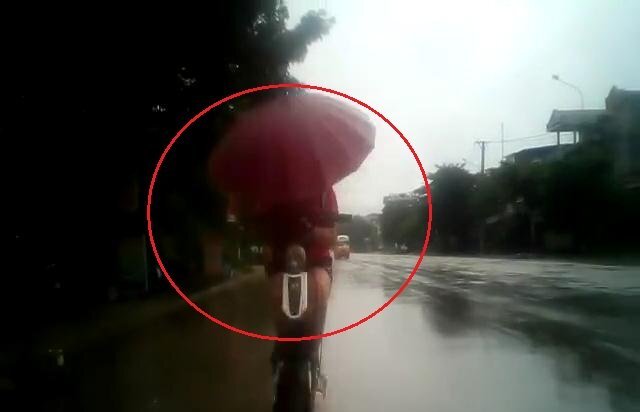 Thiếu nữ đi xe đạp điện cầm ô, đâm sầm vào đuôi ô tô