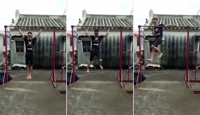 Thanh niên đu xà cực phong cách khiến người xem không thể rời mắt