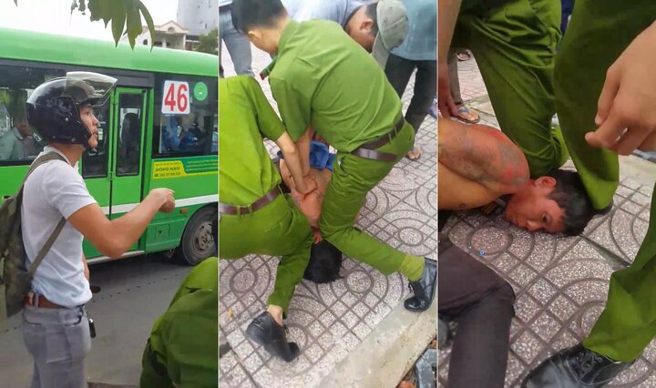 Cướp giật dây chuyền trên phố, bị 'soái ca' đi mô tô tung cước đạp ngã