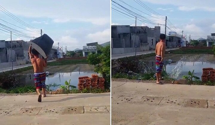 Xôn xao clip CĐV ném ti vi xuống ao sau trận thua đau đớn của U22 Việt Nam