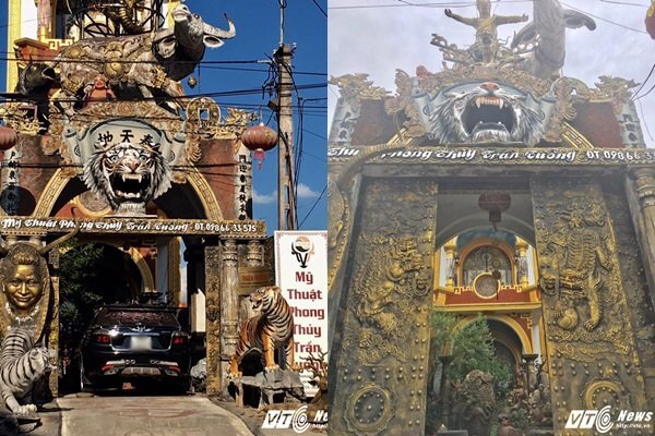 Cận cảnh căn nhà quái dị, trang trí đầy linh vật khủng ở Hưng Yên