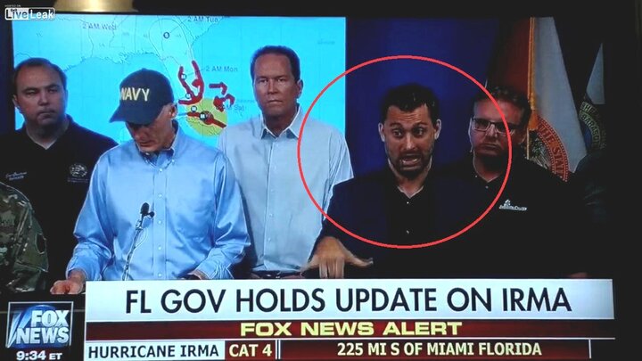 Biểu cảm đặc biệt của phiên dịch viên khi đưa tin bão Irma gây sốt mạng xã hội