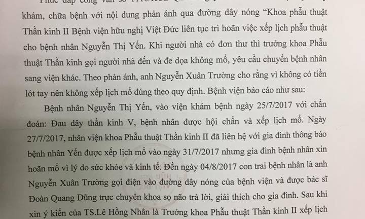 Bệnh nhân 'tố' bị chậm phẫu thuật vì không có tiền lót tay: Bệnh viện Việt Đức lên tiếng