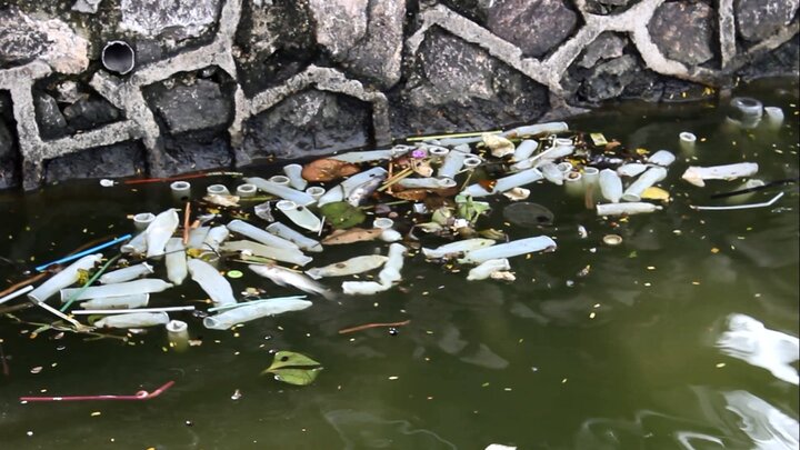 Ảnh: Kinh hãi nhìn Hồ Tây tràn ngập bao cao su sau cơn mưa chiều