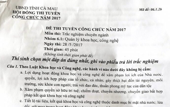 Điều tra vụ lộ đề thi công chức ở Cà Mau