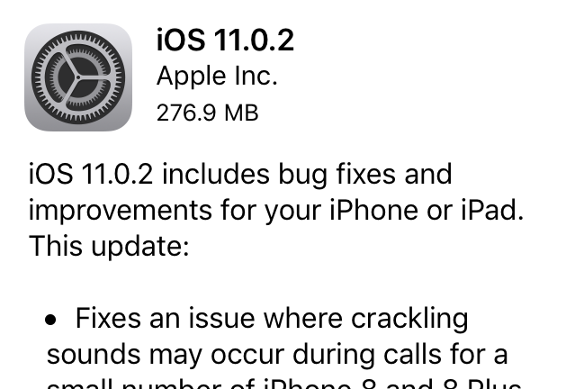 iOS 11.0.2 chính thức được update, sửa lỗi âm thanh cuộc gọi của iPhone 8/8 Plus