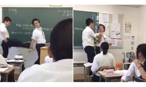 Đá thầy giáo trong lớp, nam sinh Nhật bị cảnh sát bắt