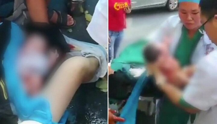 Clip sốc: Thai phụ Trung Quốc đẻ rơi trên phố khi đi mua sắm