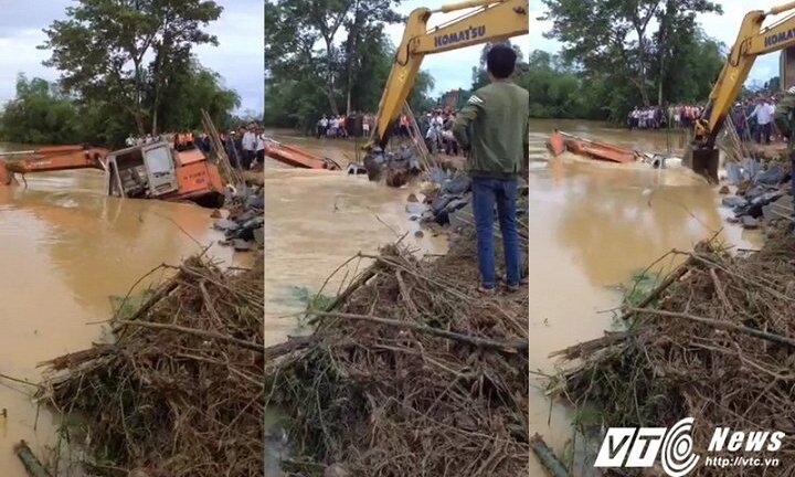 Vỡ đê ở Thanh Hóa: Video cận cảnh ném cả máy múc hàng trăm triệu xuống hàn đê, cứu dân