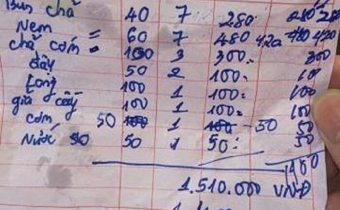 Lại một vụ 'chặt chém' du khách tại Hà Nội: 7 suất bún chả, giá 1,4 triệu đồng