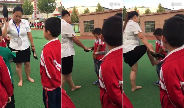 Cô giáo tiểu học vung chân đạp, vụt tay học sinh bằng giày cao gót gây phẫn nộ
