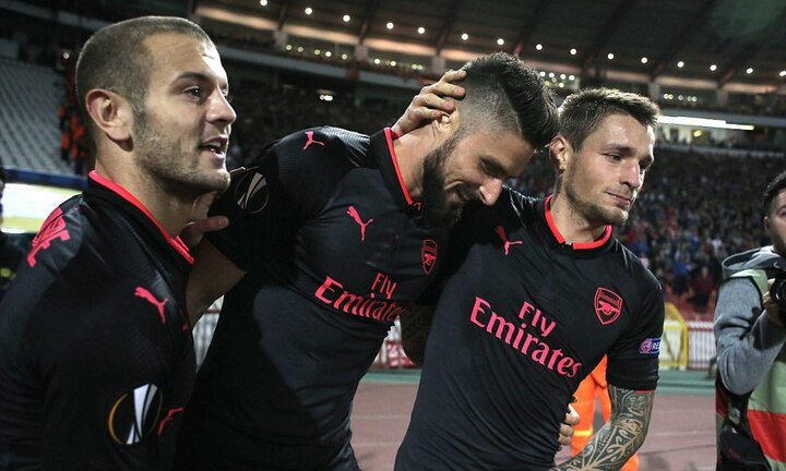 Giroud tỏa sáng, Arsenal nhọc nhằn thắng trận ở Serbia