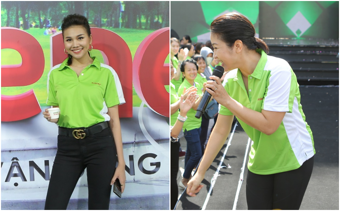 Mỹ Linh, Thanh Hằng hướng dẫn tập thể dục cho 10.000 phụ nữ ở phố đi bộ