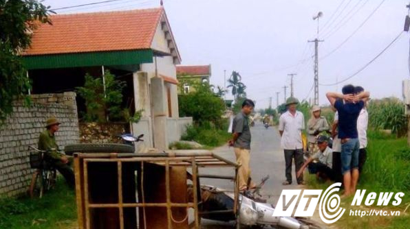 Xe máy lôi chở bò bị lật, đè chết tài xế ở Nghệ An