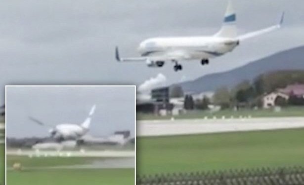 Hạ cánh trong gió dữ, máy bay nảy lên khỏi đường băng như quả bóng