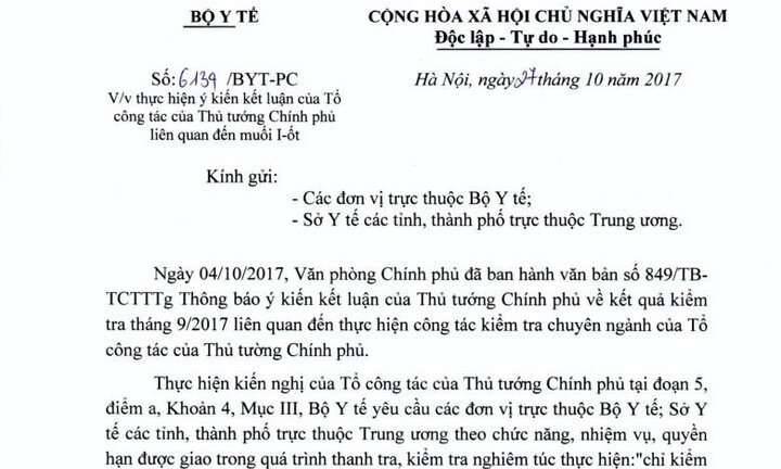 Bộ Y tế chấn chỉnh việc ban hành văn bản về muối I-ốt trái chỉ đạo Thủ tướng