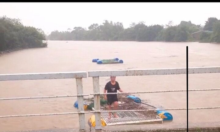 Thót tim nhìn người Huế liều mình cứu lồng cá đang trôi giữa dòng lũ dữ