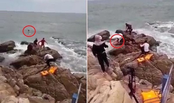 Clip: Biển động vẫn liều lĩnh chụp ảnh cưới, cô dâu bị sóng dữ cuốn trôi