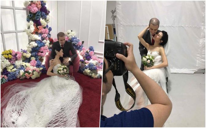 Á quân Top Model Kha Mỹ Vân chụp ảnh cưới với bạn trai ngoại quốc