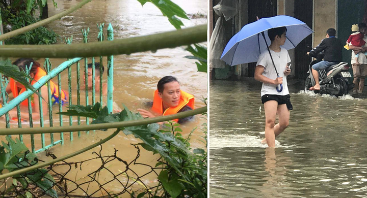 Lũ lụt lịch sử ở Huế: Nước dâng cao gần bằng đầu người, công an bơi vào nhà cứu dân