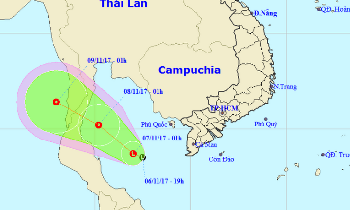 Dự báo thời tiết hôm nay 7/11: Xuất hiện vùng áp thấp mới, biển Cà Mau - Kiên Giang mưa dông lớn