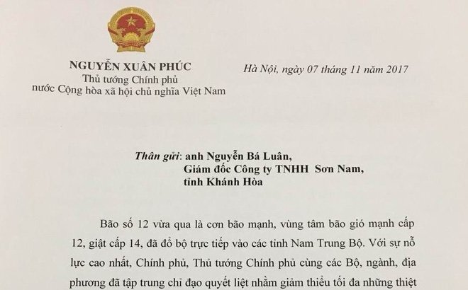Anh hùng cứu người trong bão số 12 được Thủ tướng gửi thư khen