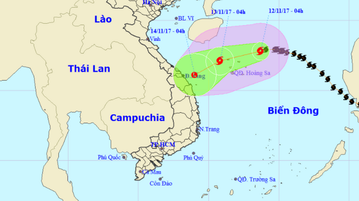 Dự báo thời tiết hôm nay 12/11: Bão số 13 suy yếu thành áp thấp nhiệt đới