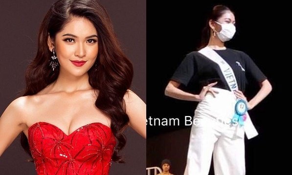 Chưa khỏi thủy đậu, Thùy Dung đeo khẩu trang tổng duyệt Chung kết ‘Hoa hậu Quốc tế 2017’