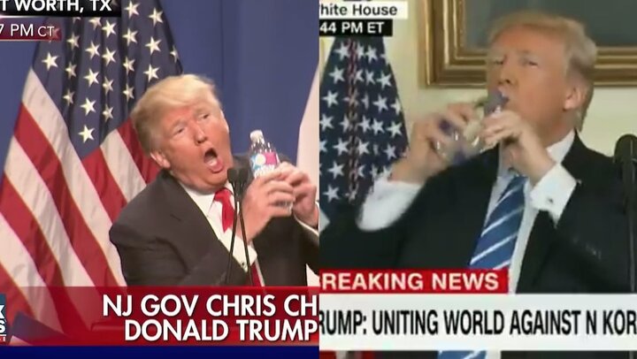 Video: Tổng thống Trump tìm chai nước khi đang phát biểu về châu Á