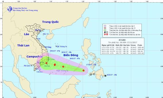 Áp thấp nhiệt đới tiến nhanh vào Biển Đông, có thể mạnh thành bão