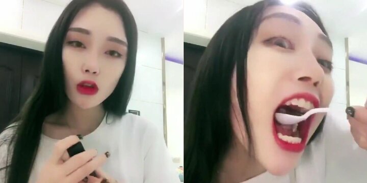 Clip hướng dẫn cách ăn 'thả ga' không lo trôi son khiến dân mạng hết hồn