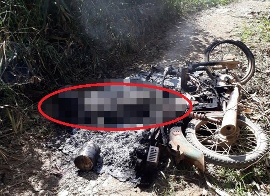Người đàn ông chết cháy bên cạnh chiếc xe máy bị thiêu rụi