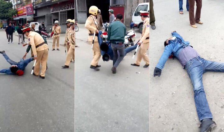 Clip: Vượt đèn đỏ xin tha không được, thanh niên nằm lăn ra đất ăn vạ CSGT