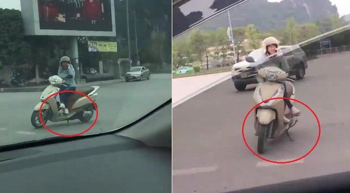 Clip: Nữ 'ninja Lead' dựng xe, ngồi vắt chân 'nấu cháo' điện thoại giữa ngã tư